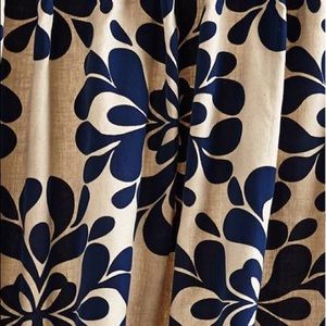 Anthropologie Navy Coqo Floral Curtain